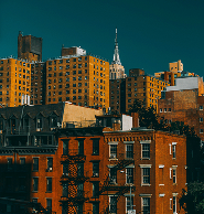 New York apartment buildings in a slice of skyline