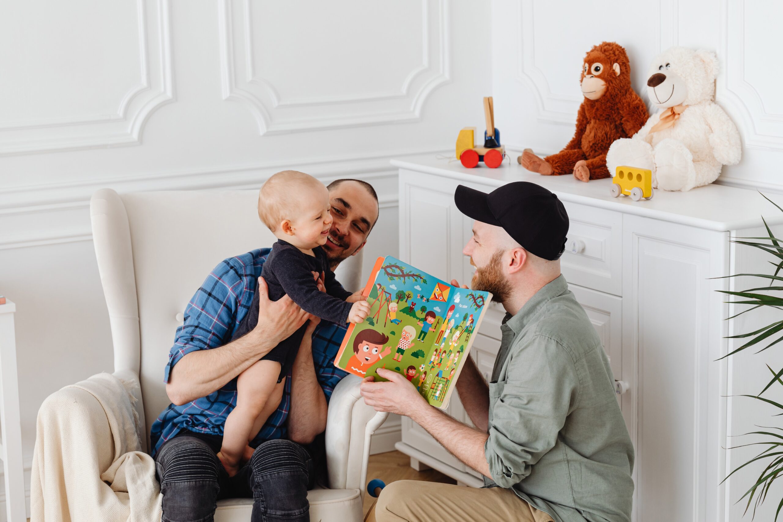 Small family working together with a young baby